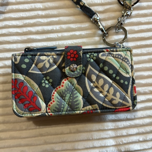 Vera Bradley Nomadic Floral Gray Snap Wallet Card Holder Wristlet and Lanyard - Picture 6 of 16